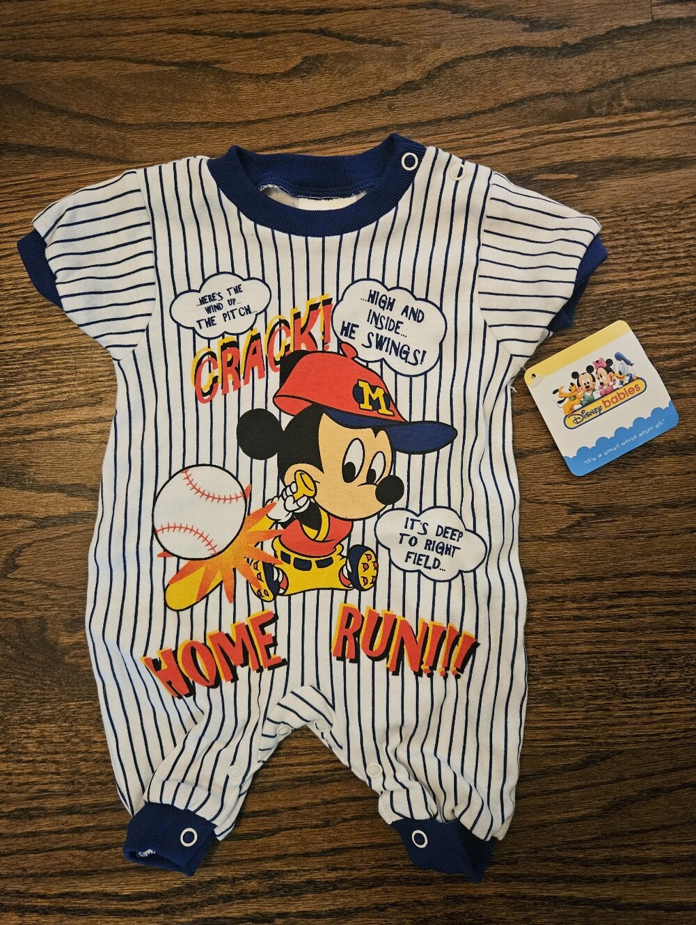 Vintage Disney Navy & White Baseball Mickey One-Piece